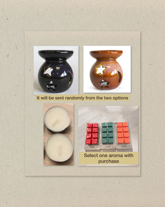 Burner Moon & Stars/Wax Tart Set/Two Tea Lights